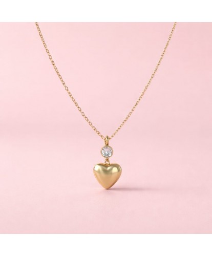 Collier Acier Cœur & Strass