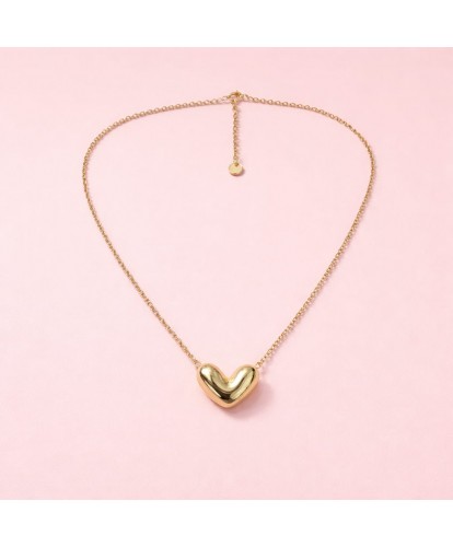Collier Acier Cœur Bombé Minimaliste
