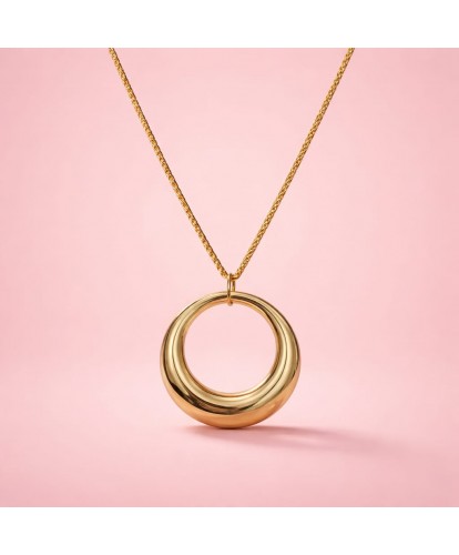 Sautoir Acier Anneau Sculpté