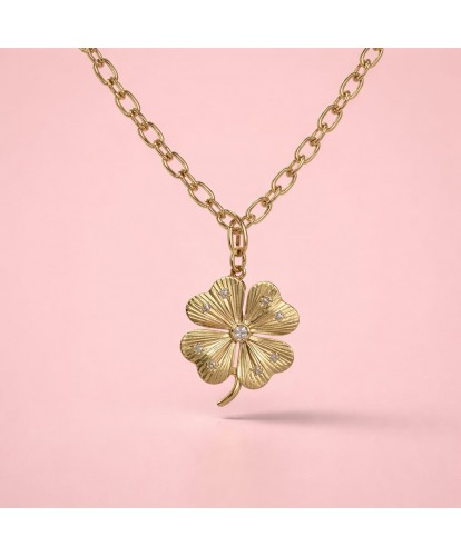 Sautoir Acier Trèfle Porte-Bonheur