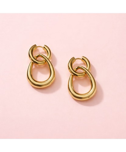 Boucles d'Oreilles Acier Maillons Entrelacés