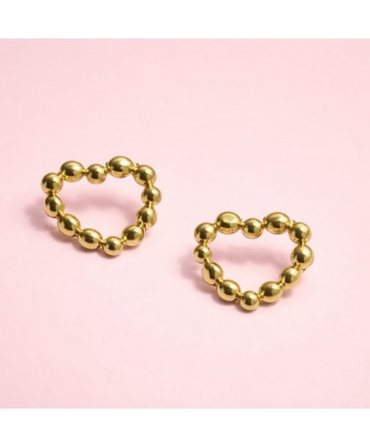 Boucles d'Oreilles Acier Cœur Perlé