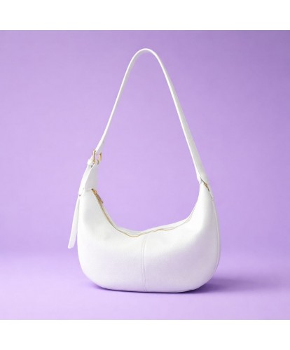 Sac Cuir Epaule - Banane Blanc Minimaliste