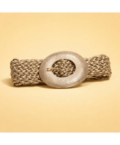Ceinture Tressée Dorée Boucle Ronde