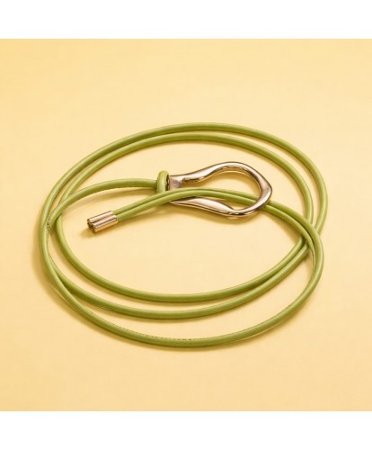 Ceinture Cuir Fine Verte Boucle Moderne