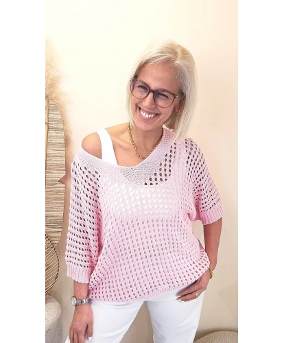 Pull Ajouré Sweet Pink - Lina