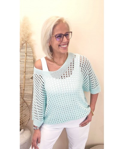 Pull Ajouré Fresh Mint - Lina