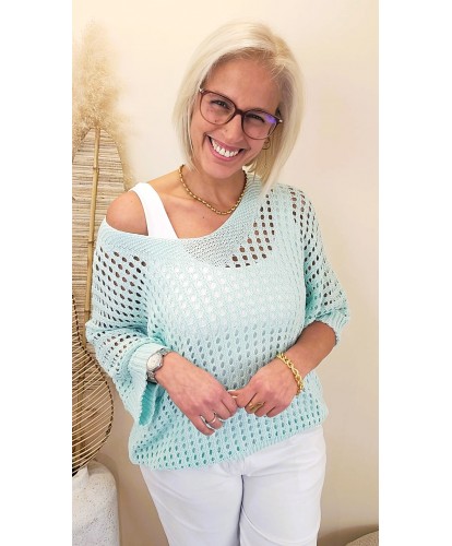Pull Ajouré Fresh Mint - Lina