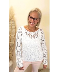 Pull Crochet White Romance - Jade