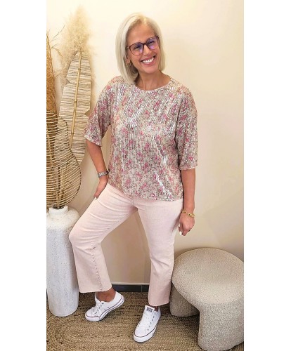 Haut Sequins Pink Glow- Lisa