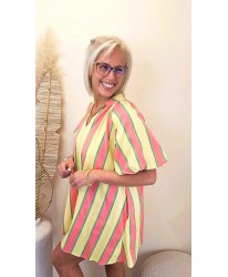 Robe Rayures Summer Pop Jaune & Corail - Rose
