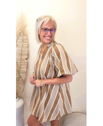 Robe Rayures Summer Nature Camel & Beige - Rose