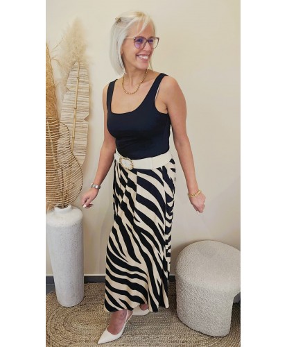Jupe Viscose Wild Icon Noir & Beige - Eluisa