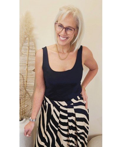 Jupe Viscose Wild Icon Noir & Beige - Eluisa