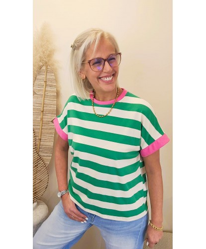 T-shirt Rayé Fresh Pop Vert - Yasmine