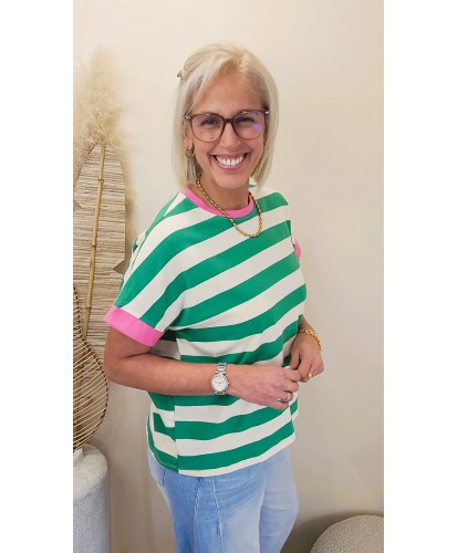 T-shirt Rayé Fresh Pop Vert - Yasmine