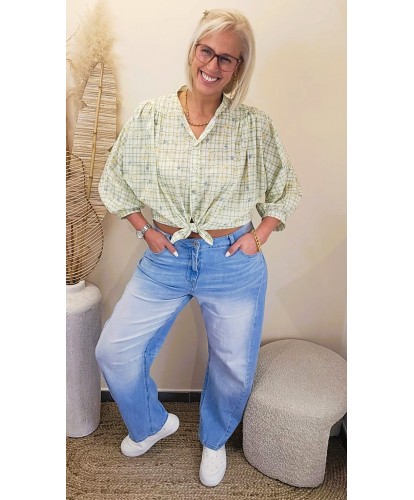 Chemise Flower Grid Green -...