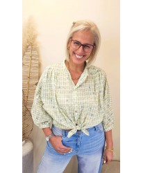 Chemise Flower Grid Green - Elise