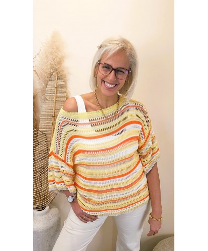 Pull Ajouré Lime Bohème - Maelys