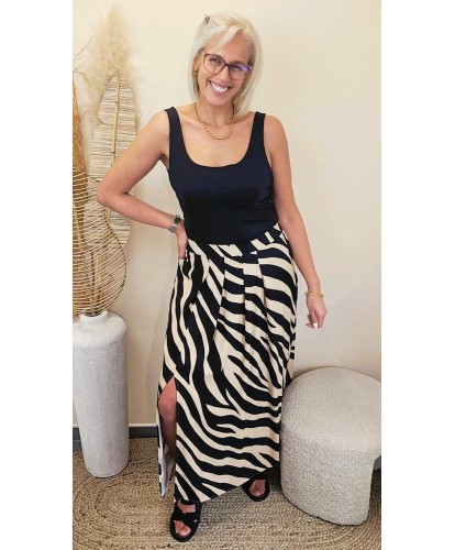 Jupe Viscose Wild Icon Noir & Beige - Eluisa