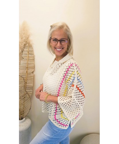 Pull Crochet Rainbow Bohème - Roxane