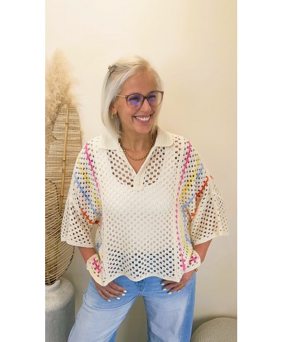 Pull Crochet Rainbow Bohème - Roxane