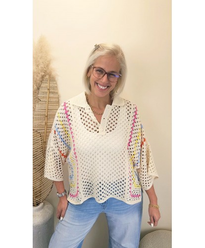 Pull Crochet Rainbow Bohème - Roxane