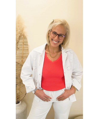 Veste Jeans Broderie White Glow - Clémentine