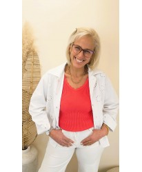 Veste Jeans Broderie White Glow - Clémentine