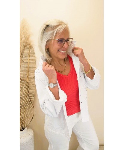 Veste Jeans Broderie White Glow - Clémentine