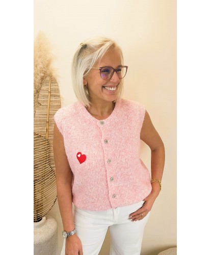 Gilet Alpaga Pink Love - Ella