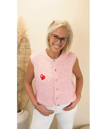Gilet Alpaga Pink Love - Ella