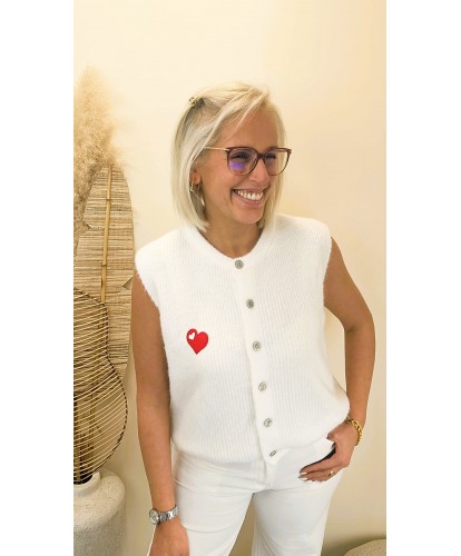 Gilet Alpaga White Love - Ella