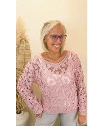Pull Crochet Pink Romance - Jade