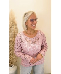 Pull Crochet Pink Romance - Jade