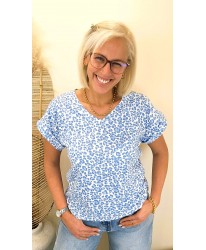 T-Shirt Bleu Imprimé Léopard - Justine