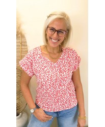 T-Shirt Rouge Imprimé Léopard - Justine