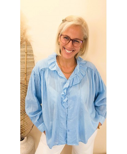 Chemise Volantée Blue Océan - Anais