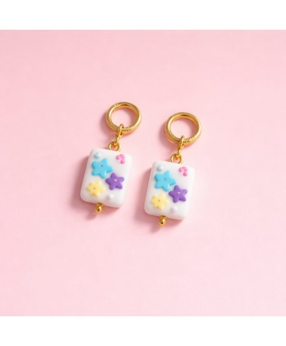 Boucles d’Oreilles Acier - Céramique "Recto-Verso Sweet Love"