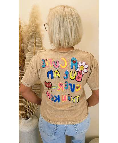 T-Shirt Love Message Beige...