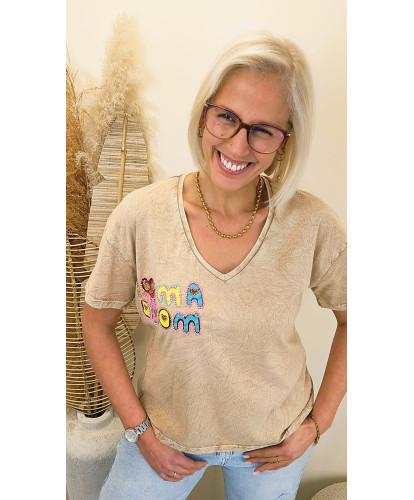 T-Shirt Love Message Beige - Lucile