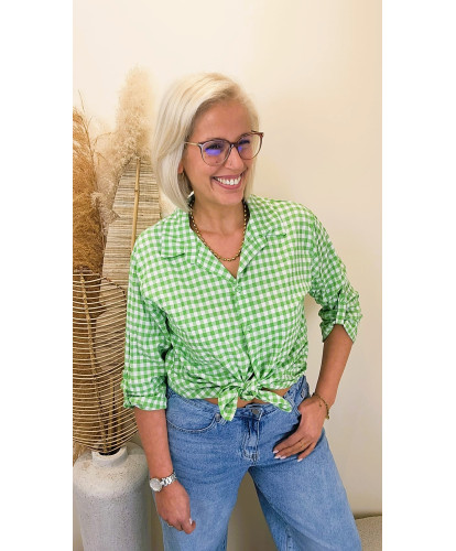 Chemise Vichy Gaufrée “Fresh Mint” - Mina