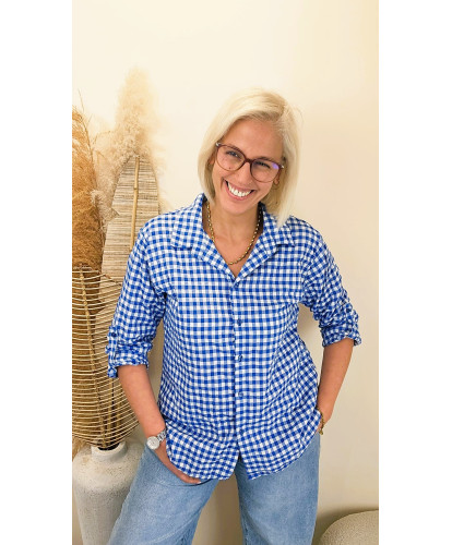 Chemise Vichy Gaufrée “Blue Breeze” - Mina