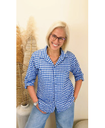 Chemise Vichy Gaufrée “Blue Breeze” - Mina