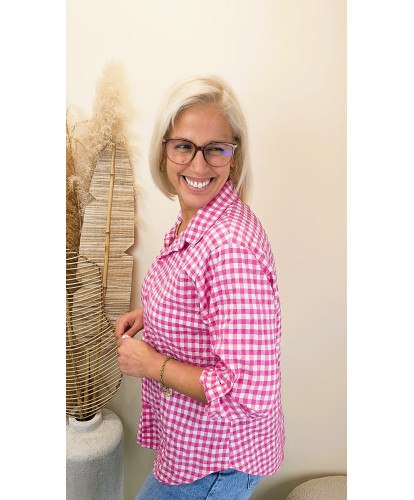 Chemise Vichy Gaufrée “Pink Crush” - Mina