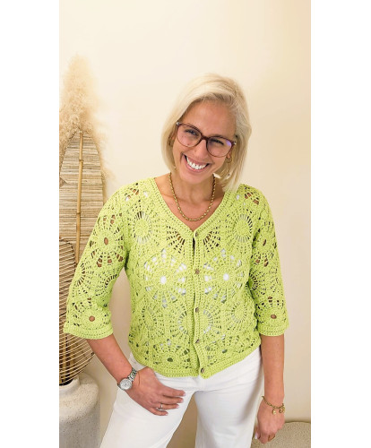 Gilet Crochet “Lime Éclat” - Syrine