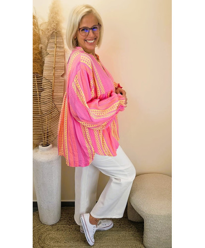 Blouse Gaz de Coton Oversize “Sunset Pink” - Flore