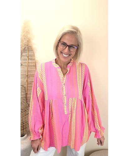 Blouse Gaz de Coton Oversize “Sunset Pink” - Flore