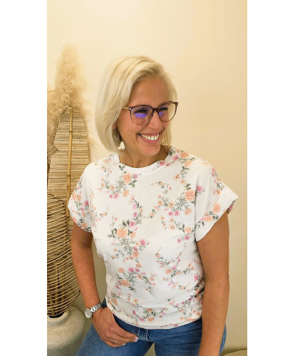 T-shirt Floral “Blanc Poésie” - Melanie