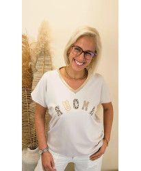 T-Shirt Beige “Amour Chic” - Brune